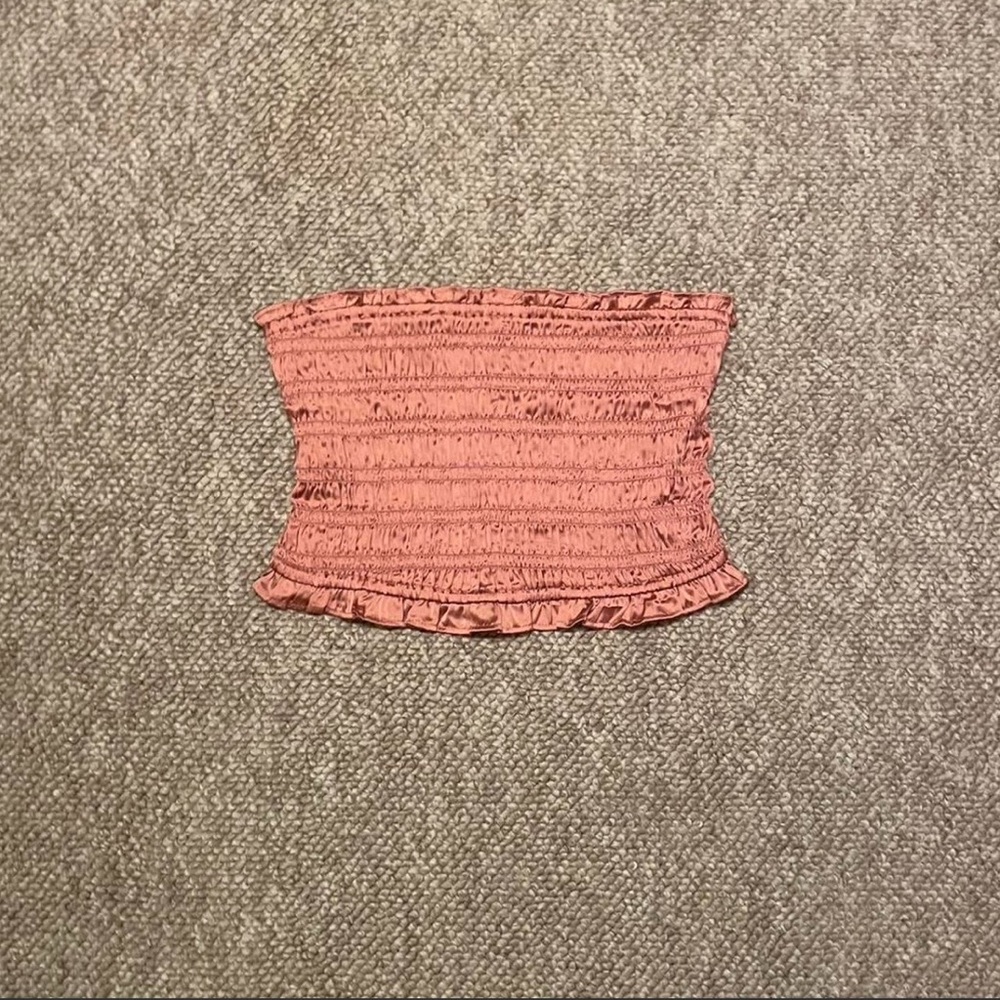 Free People Coral Smocked Crop Top